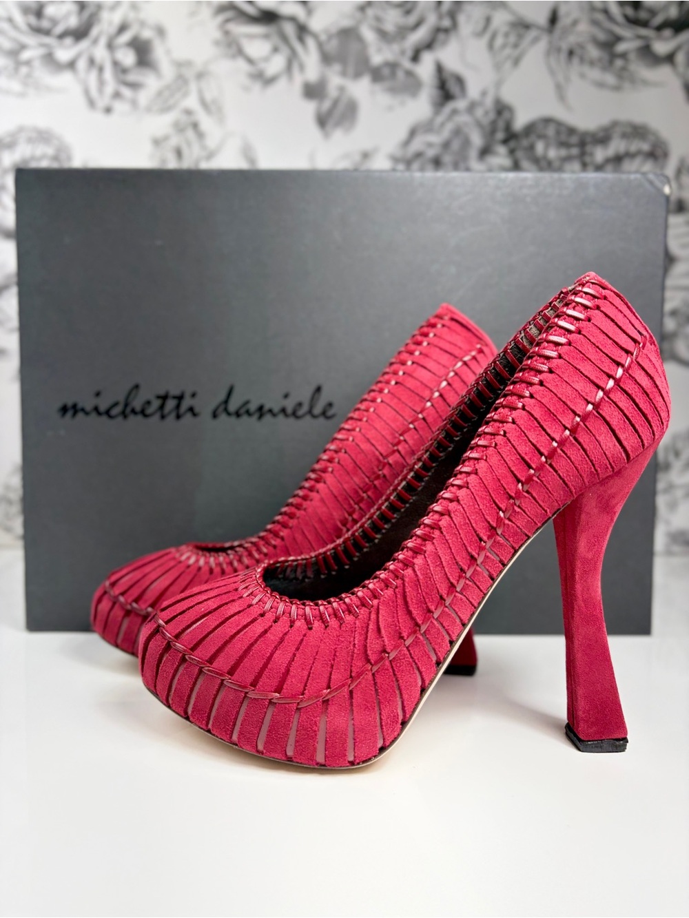 Michetti Daniella “Fondo” Red Suede/Leather Hidden Platform 5” Heels Szs 36 & 37